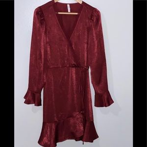 Burgundy satin dress